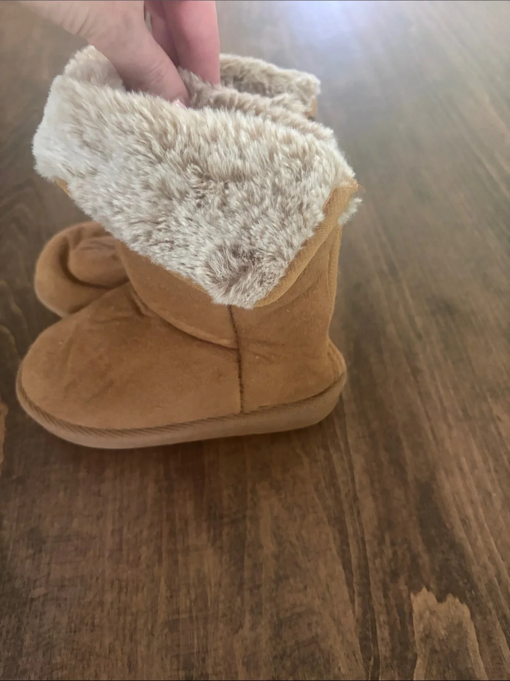Kids Faux Fur Lined Booties - Tan